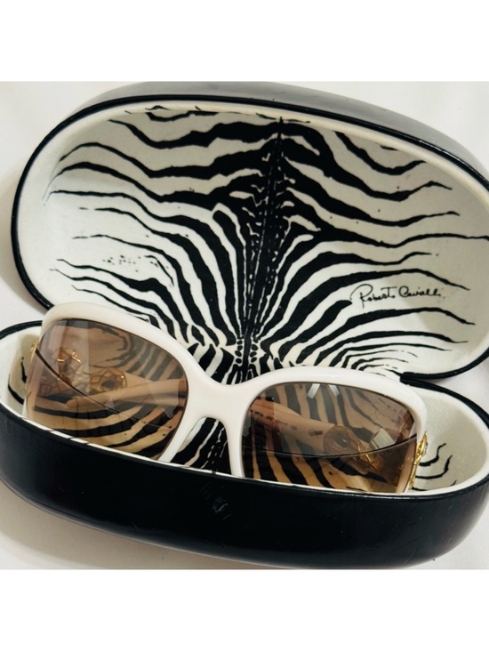 Roberto Cavalli Tespi 380S Oversized White & Gold Snake Sunglasses Made in Italy main image 8